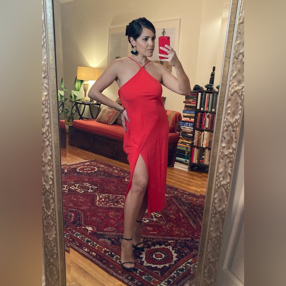 Amanda Uprichard red Capri midi dress size S